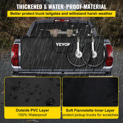 Tailgate Pad, 54" Wide Pickup Truck Tailgate Bike Pad, Bike Tailgate Protection Cover Carries up to 5 Bikes, Truck Bed Bike Pad with PVC Outer Layer, Tool Pocket and Straps