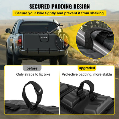 Tailgate Pad, 54" Wide Pickup Truck Tailgate Bike Pad, Bike Tailgate Protection Cover Carries up to 5 Bikes, Truck Bed Bike Pad with PVC Outer Layer, Tool Pocket and Straps