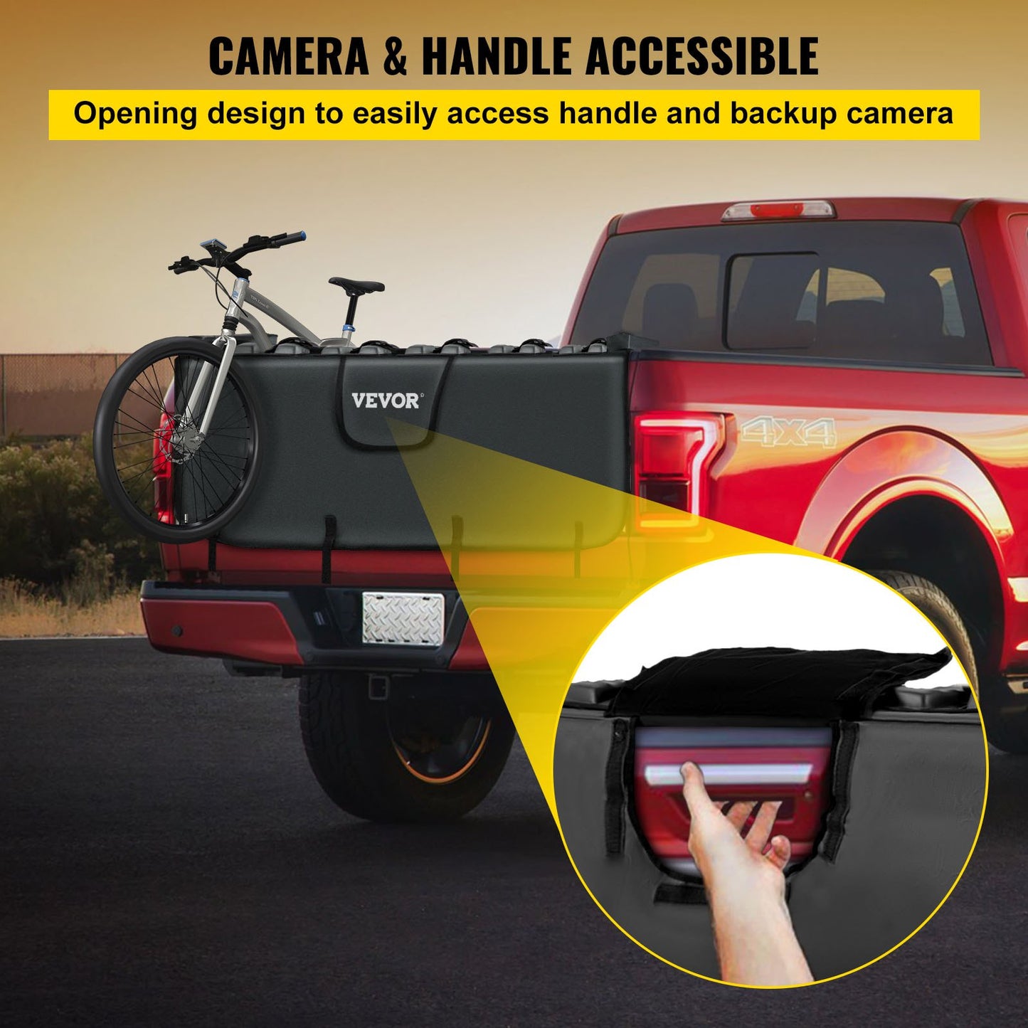 Tailgate Pad, 54" Wide Pickup Truck Tailgate Bike Pad, Bike Tailgate Protection Cover Carries up to 5 Bikes, Truck Bed Bike Pad with PVC Outer Layer, Tool Pocket and Straps