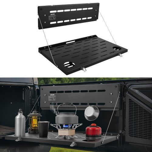 Tailgate Table, for 2021-2025 Ford Bronco, 88 lbs Load Capacity, Carbon Steel Foldable Molle Panel Drop Down Table, Rear Door Cargo Storage Rack Shelf Luggage Holder Carrier Camping Accessories