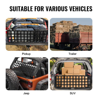 Tailgate Net, 54 in x 18 in, Heavy Duty Cargo Net for Truck Bed with 4 Adjustable Telescopic Straps, Extendable & Durable, Flexible Adjustment, Suitable for Pickup, Trailer, Truck, Jeep, SUV