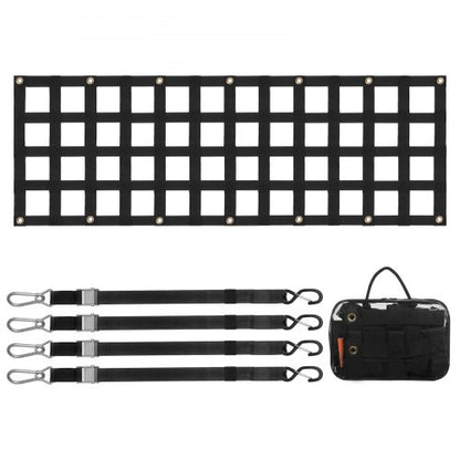 Tailgate Net, 60 in x 18 in, Heavy Duty Cargo Net for Truck Bed with 4 Adjustable Telescopic Straps, Extendable & Durable, Flexible Adjustment, Suitable for Pickup, Trailer, Truck, Jeep, SUV