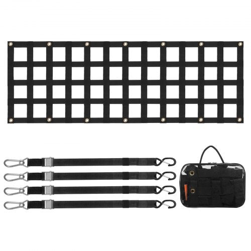 Tailgate Net, 60 in x 18 in, Heavy Duty Cargo Net for Truck Bed with 4 Adjustable Telescopic Straps, Extendable & Durable, Flexible Adjustment, Suitable for Pickup, Trailer, Truck, Jeep, SUV