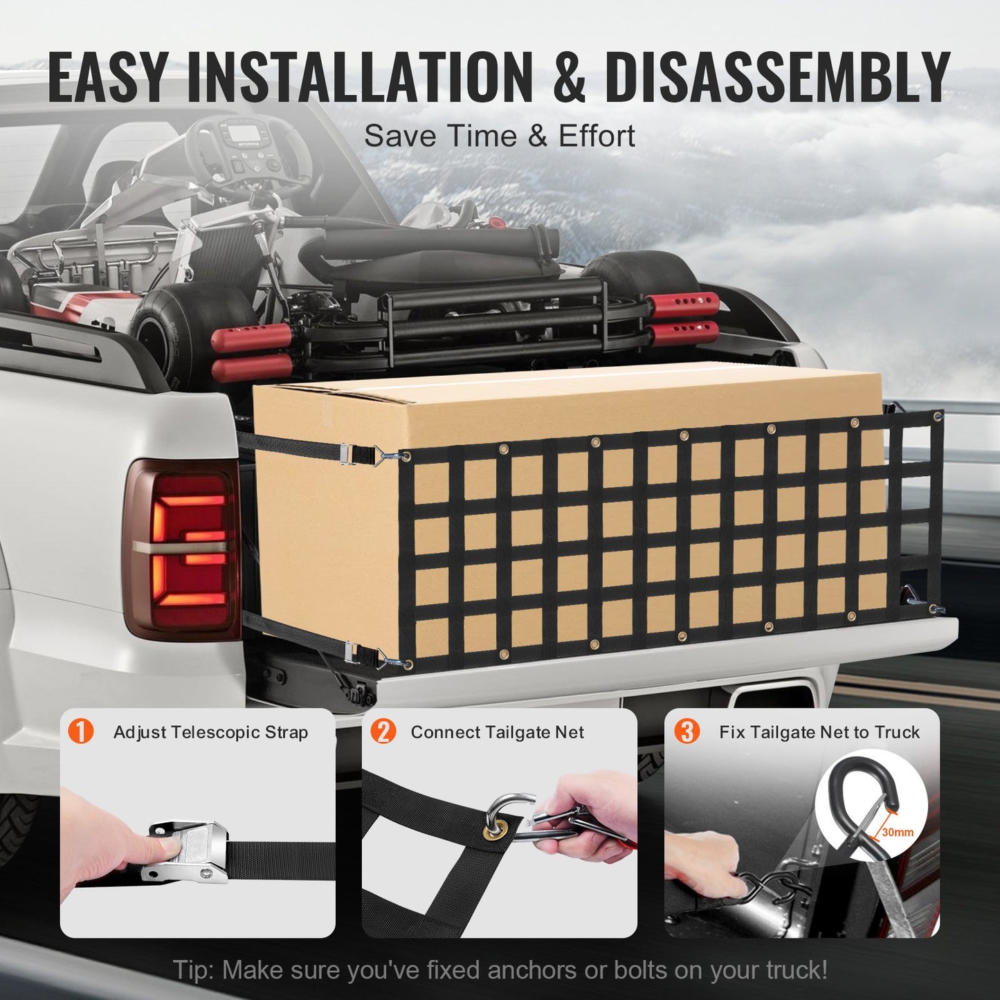 Tailgate net pickup truck Tailgate net 60" x 18" for full-size trucks