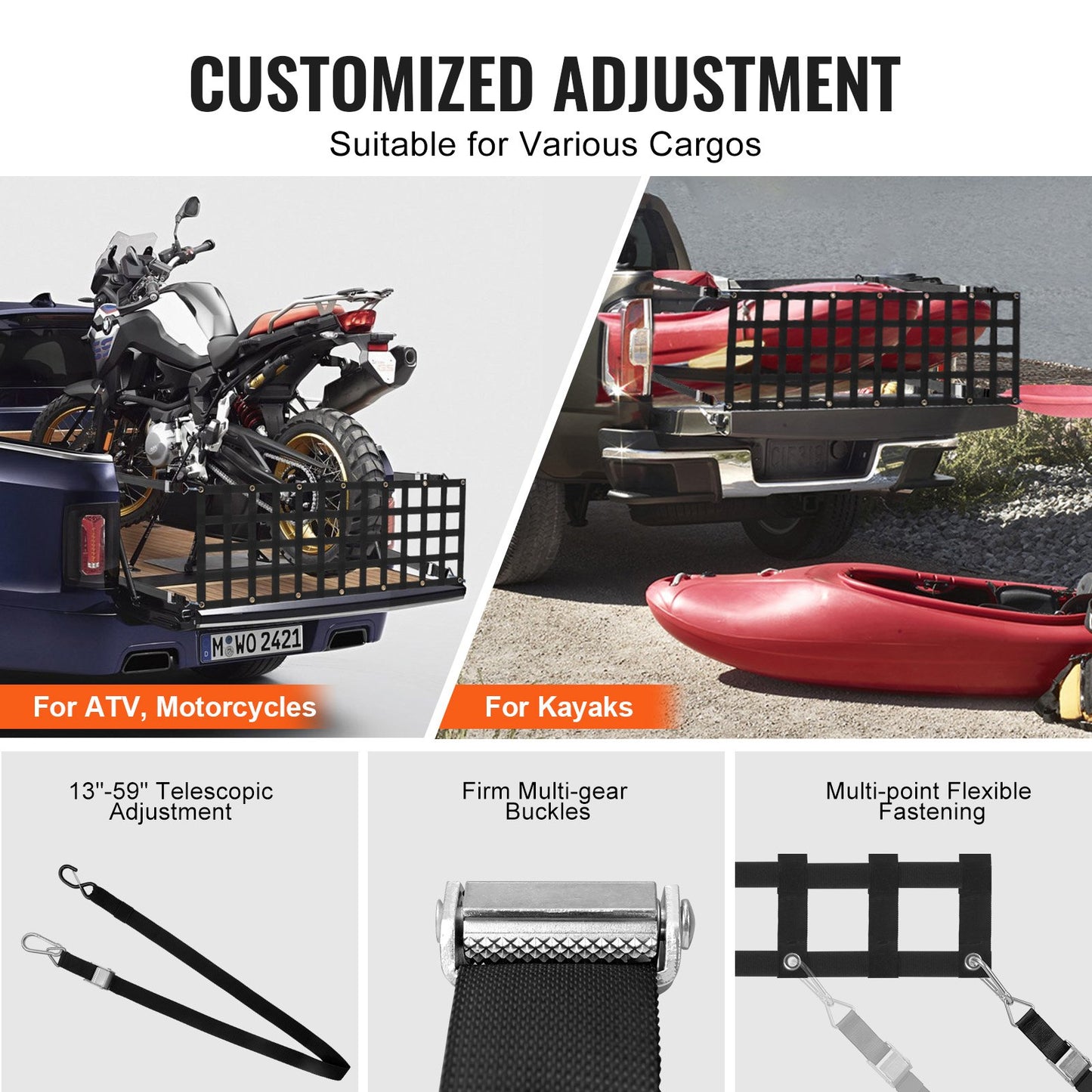 Tailgate net pickup truck Tailgate net 60" x 18" for full-size trucks