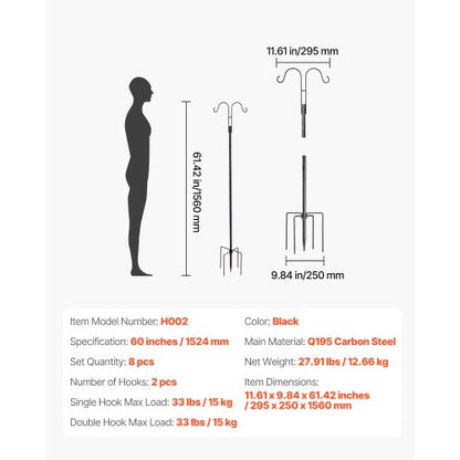 Dubbel Shepherds Krok 8-pack 1560 mm Robust Fågelmatarstång |  EU