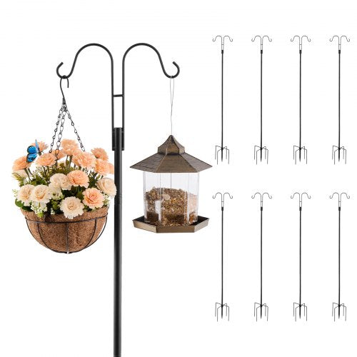 Double Shepherds Hooks for Outdoor, 8 Pack 76 Inch Heavy Duty Bird Feeder Pole, 3/4 Inch Thick Garden Hooks for Hanging Hummingbird Feeder, Plant Baskets, Solar Light Lanterns,Wind Chimes