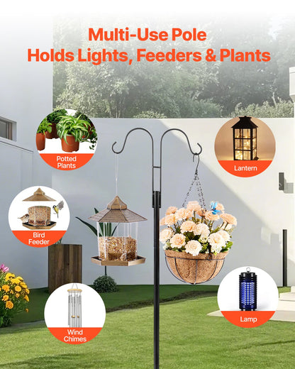 Double Shepherds Hooks for Outdoor, 8 Pack 76 Inch Heavy Duty Bird Feeder Pole, 3/4 Inch Thick Garden Hooks for Hanging Hummingbird Feeder, Plant Baskets, Solar Light Lanterns,Wind Chimes