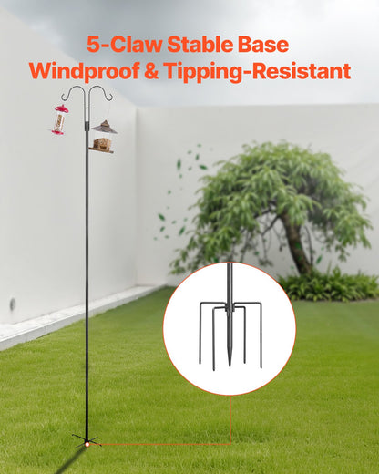 Double Shepherds Hooks for Outdoor, 8 Pack 92 Inch Heavy Duty Bird Feeder Pole, 3/4 Inch Thick Garden Hooks for Hanging Hummingbird Feeder, Plant Baskets, Solar Light Lanterns,Wind Chimes