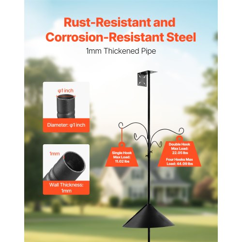 2370 mm bird feeding station with 4 hooks, stand for wild bird feeders | EU