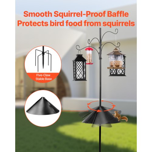 2370 mm bird feeding station with 4 hooks, stand for wild bird feeders | EU