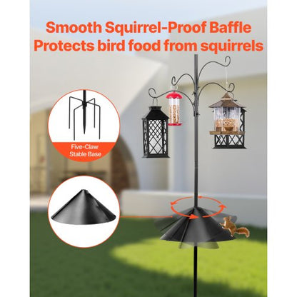 2370 mm bird feeding station with 4 hooks, stand for wild bird feeders | EU