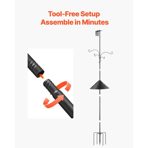 2370 mm bird feeding station with 4 hooks, stand for wild bird feeders | EU