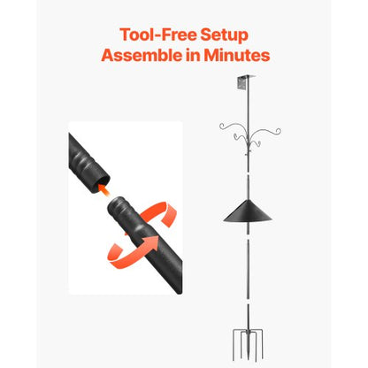 2370 mm bird feeding station with 4 hooks, stand for wild bird feeders | EU