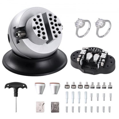 Ball Vise, 3" Engraving Setting Tool, 360° Rotation Engraving Block Vise, 30 PCS Attachment Jewelry Engraving Block Tools Standard Block for Gemstone Inlay and Small-Scale Engraving
