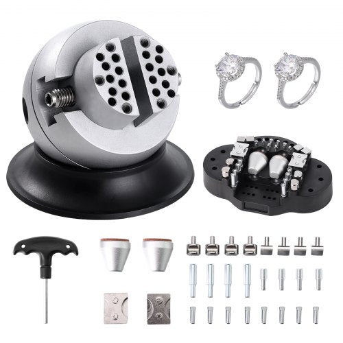 Ball Vise, 3" Engraving Setting Tool, 360° Rotation Engraving Block Vise, 30 PCS Attachment Jewelry Engraving Block Tools Standard Block for Gemstone Inlay and Small-Scale Engraving
