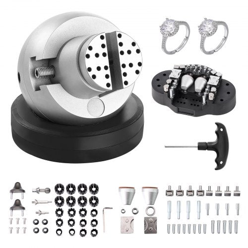 Ball Vise, 5" Engraving Setting Tool, 360° Rotation Engraving Block Vise, 69 PCS Attachment Jewelry Engraving Block Tools Standard Block for Gemstone Inlay and Small-Scale Engraving