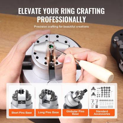 Ball Vise, 5" Engraving Setting Tool, 360° Rotation Engraving Block Vise, 69 PCS Attachment Jewelry Engraving Block Tools Standard Block for Gemstone Inlay and Small-Scale Engraving