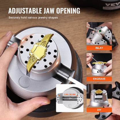 Ball Vise, 5" Engraving Setting Tool, 360° Rotation Engraving Block Vise, 69 PCS Attachment Jewelry Engraving Block Tools Standard Block for Gemstone Inlay and Small-Scale Engraving