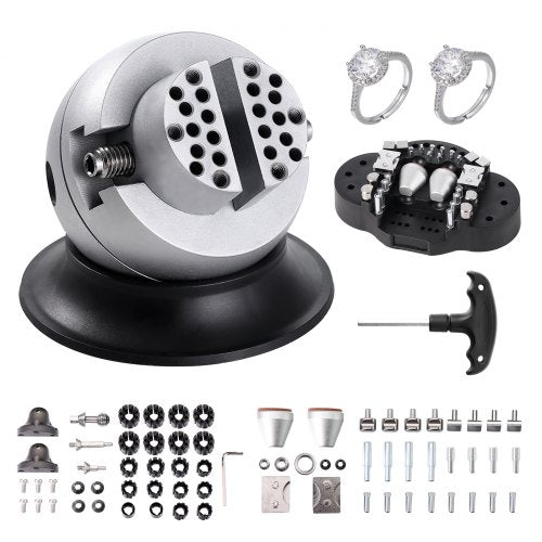 Ball Vise, 3" Engraving Setting Tool, 360° Rotation Engraving Block Vise, 70 PCS Attachment Jewelry Engraving Block Tools Standard Block for Gemstone Inlay and Small-Scale Engraving