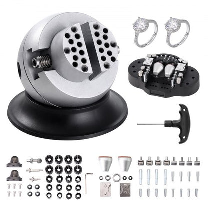 Ball Vise, 3" Engraving Setting Tool, 360° Rotation Engraving Block Vise, 70 PCS Attachment Jewelry Engraving Block Tools Standard Block for Gemstone Inlay and Small-Scale Engraving