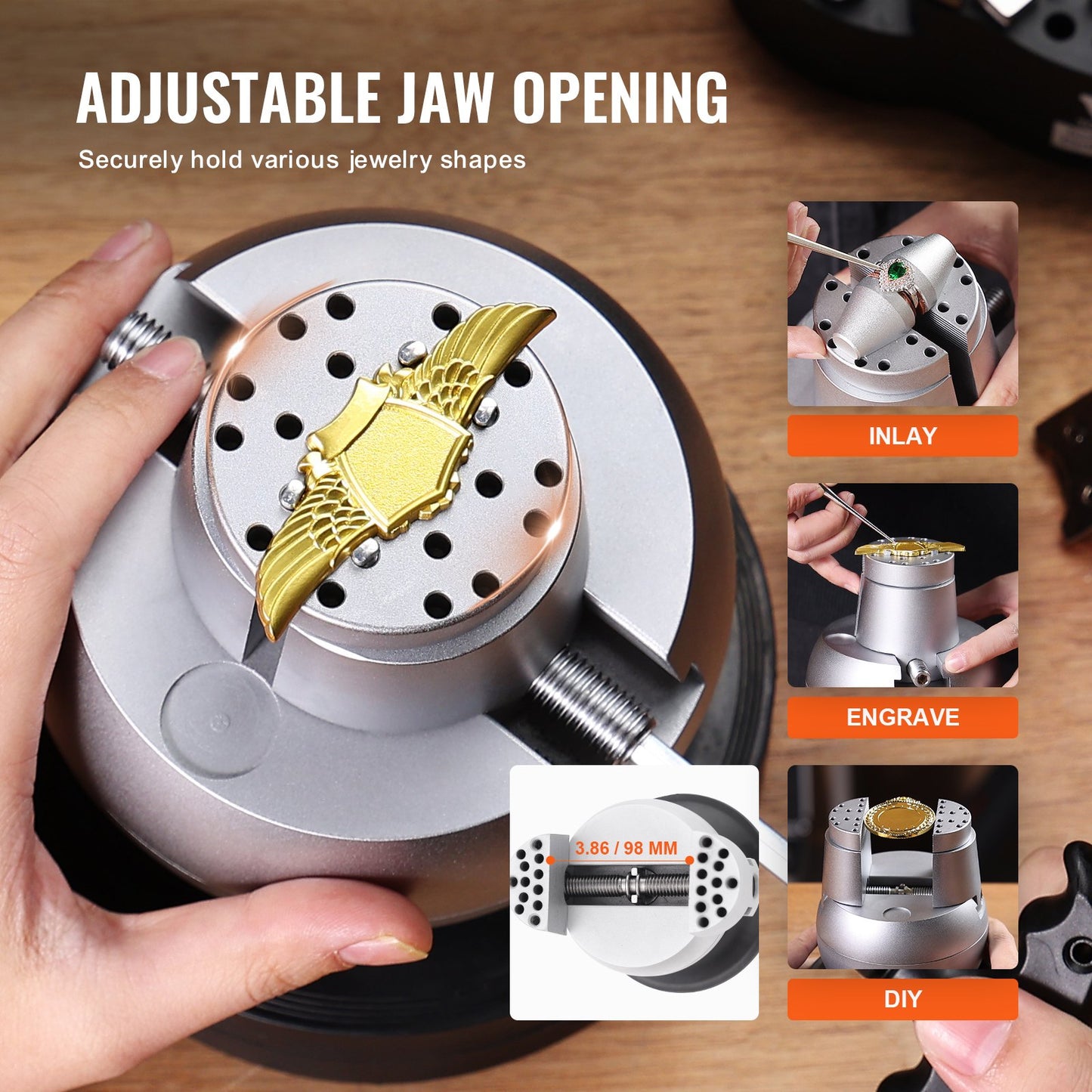 Kulskruv, 5" graveringsverktyg, 360° rotation graveringsblockskruvstäd, 35 st tillbehör Smycken graveringsblockverktyg Standardblock för ädelstensinläggning och småskalig gravering