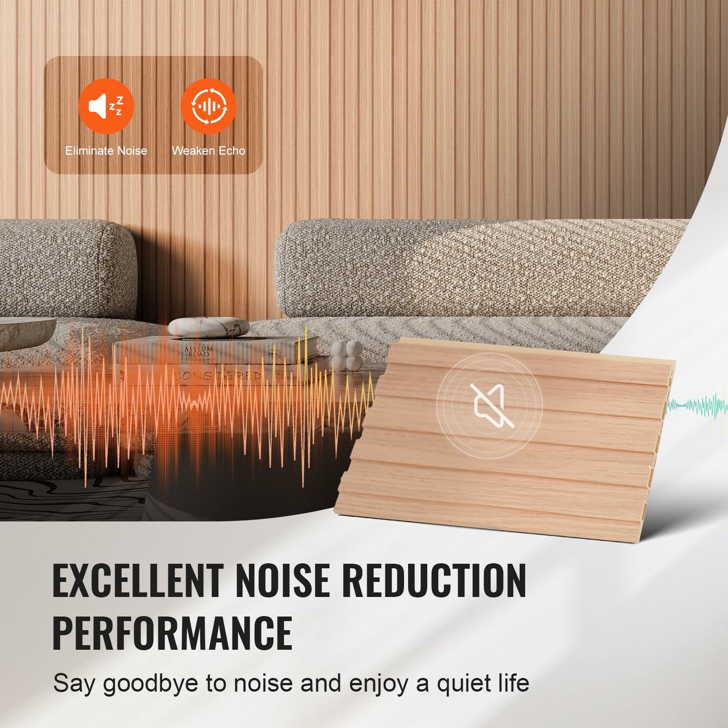 Holzlamellen Akustikpaneele 8 Stück 96 x 6 Zoll WPC für moderne Wand Eschenholz