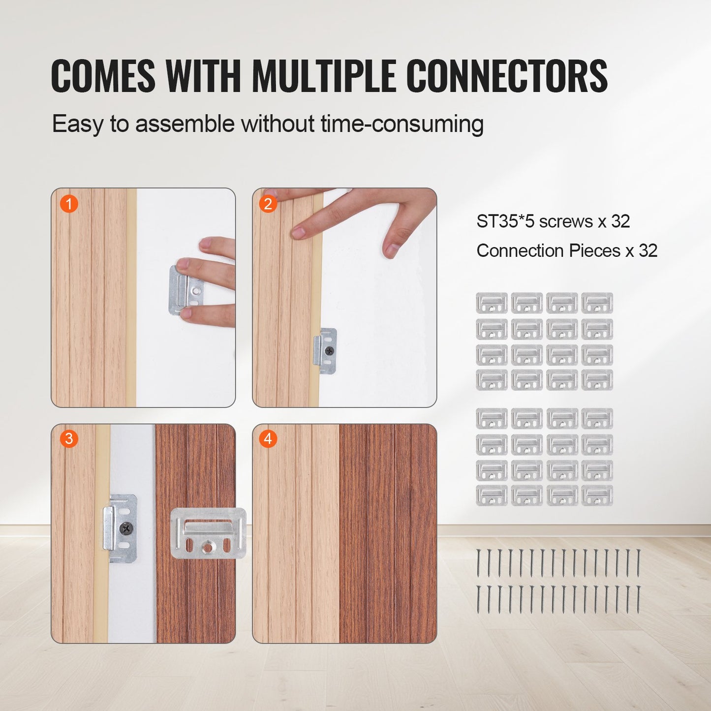 Holzlamellen Akustikpaneele 8 Stück 96 x 6 Zoll WPC für moderne Wand Eschenholz