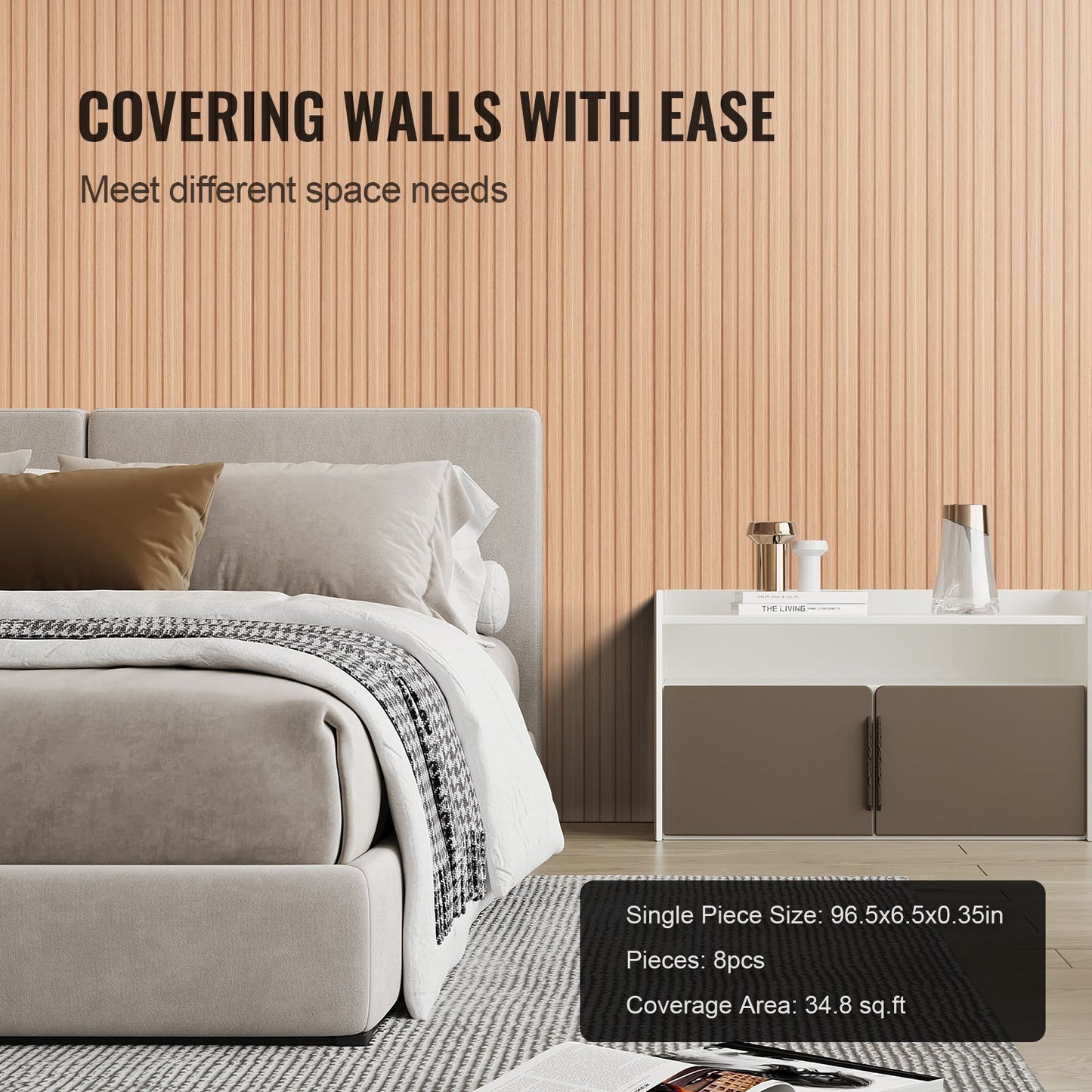 Holzlamellen Akustikpaneele 8 Stück 96 x 6 Zoll WPC für moderne Wand Eschenholz