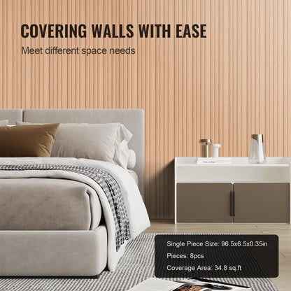 Holzlamellen Akustikpaneele 8 Stück 96 x 6 Zoll WPC für moderne Wand Eschenholz