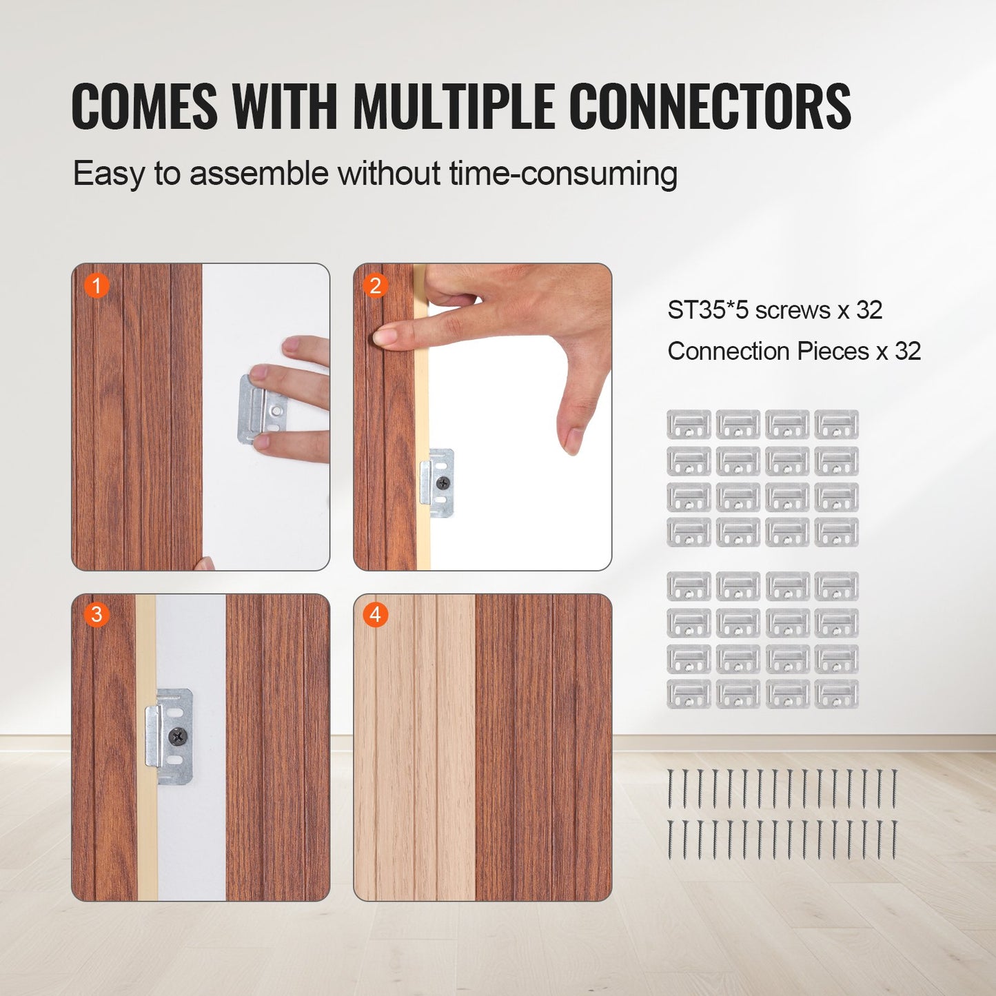 Holzlamellen Akustikpaneele 8 Stück 96 x 6 Zoll für moderne Wand Schwarznuss