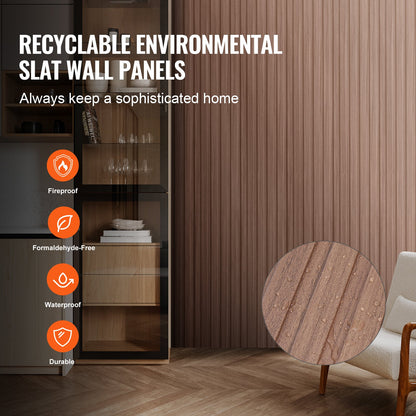 Holzlamellen Akustikpaneele 8 Stück 96 x 6 Zoll WPC für moderne Wand graue Eiche