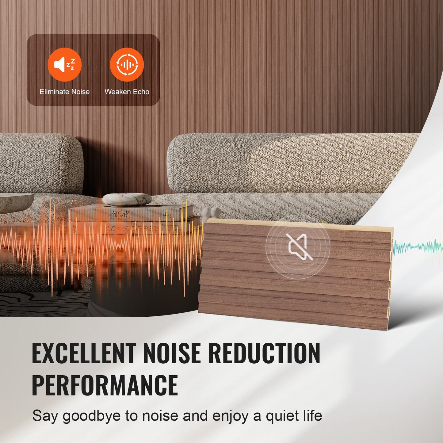 Holzlamellen Akustikpaneele 8 Stück 96 x 6 Zoll WPC für moderne Wand graue Eiche