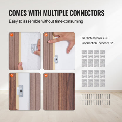 Holzlamellen Akustikpaneele 8 Stück 96 x 6 Zoll WPC für moderne Wand graue Eiche