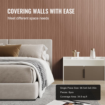 Holzlamellen Akustikpaneele 8 Stück 96 x 6 Zoll WPC für moderne Wand graue Eiche