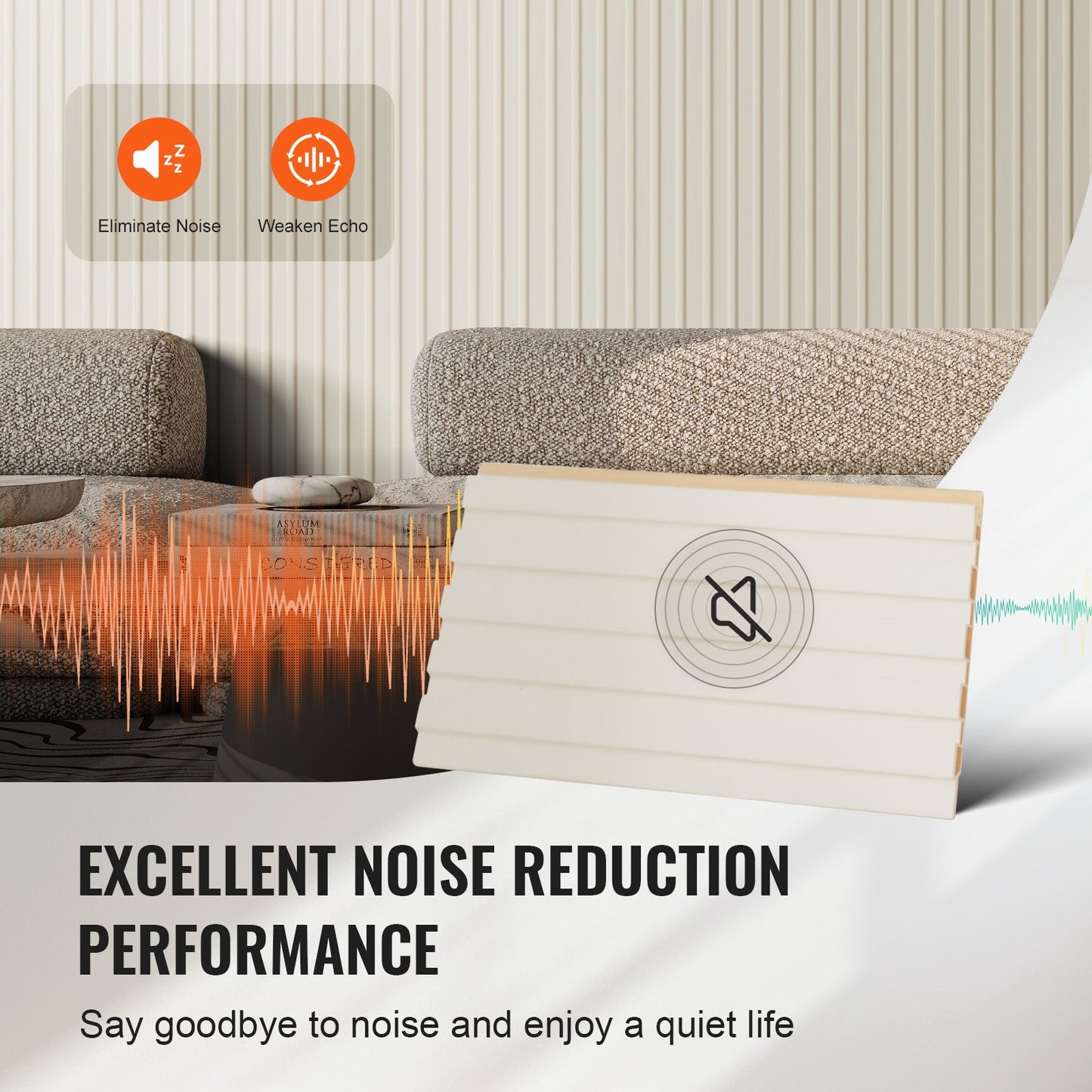 Holzlamellen Akustikpaneele 8 Stück 96 x 6 Zoll für moderne Wand mattweiß