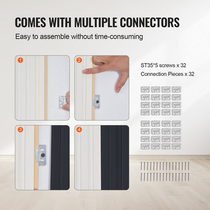 Holzlamellen Akustikpaneele 8 Stück 96 x 6 Zoll für moderne Wand mattweiß