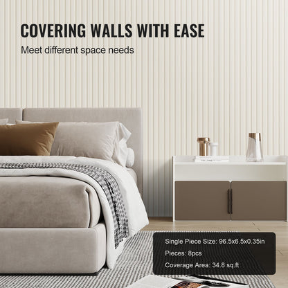 Holzlamellen Akustikpaneele 8 Stück 96 x 6 Zoll für moderne Wand mattweiß