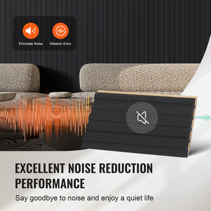 Holzlamellen Akustikpaneele 8 Stück 96 x 6 Zoll für moderne Wand Mattschwarz