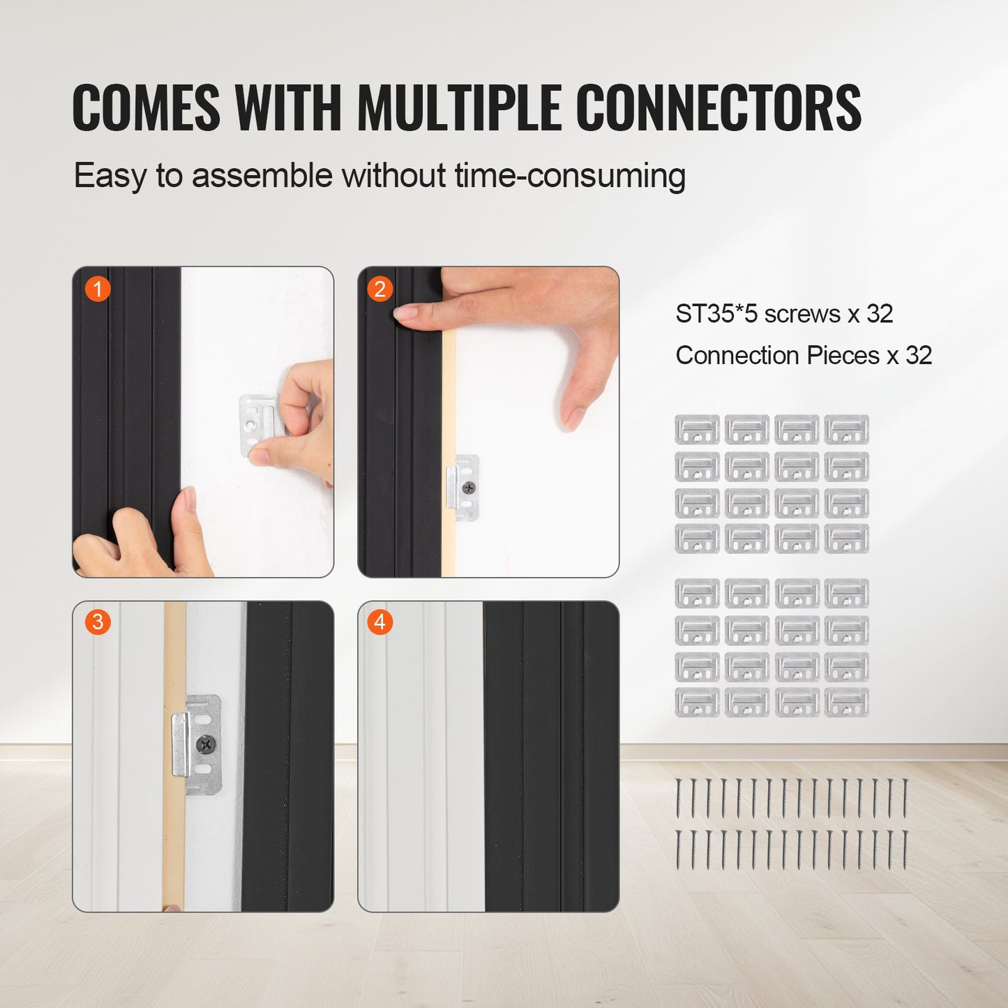 Holzlamellen Akustikpaneele 8 Stück 96 x 6 Zoll für moderne Wand Mattschwarz