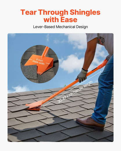 Shingle Shovel 2 Pack, D-Grip Handle Shingle Roof Ripper, High Hardness 45# Steel & Lightweight Easy Tearing Off Roofing & Nails Tool, ideal for Commercial and Residential Use,Orange
