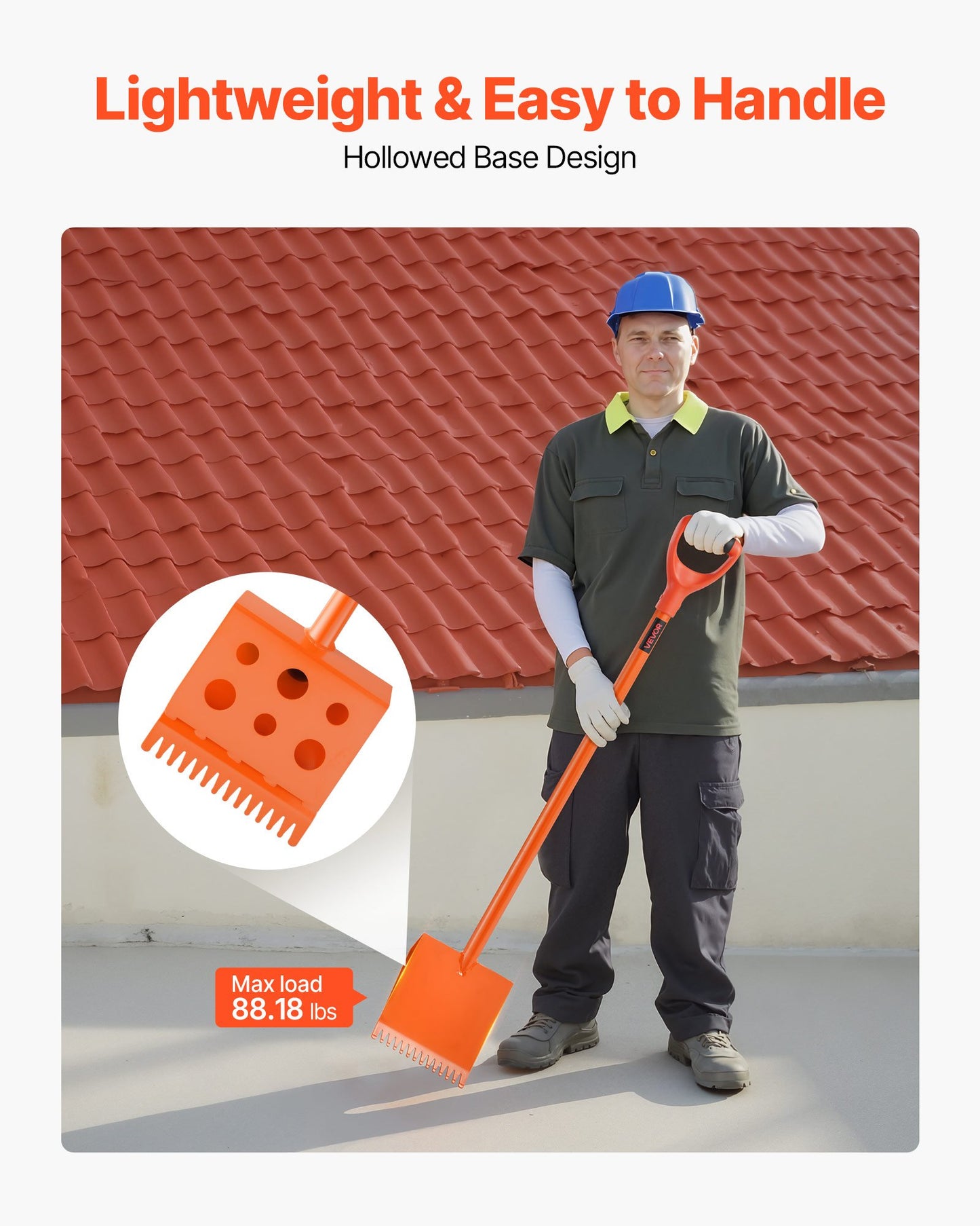 Shingle Shovel 4 Pack, D-Grip Handle Shingle Roof Ripper, High Hardness 45# Steel & Lightweight Easy Tearing Off Roofing & Nails Tool, ideal for Commercial and Residential Use,Orange