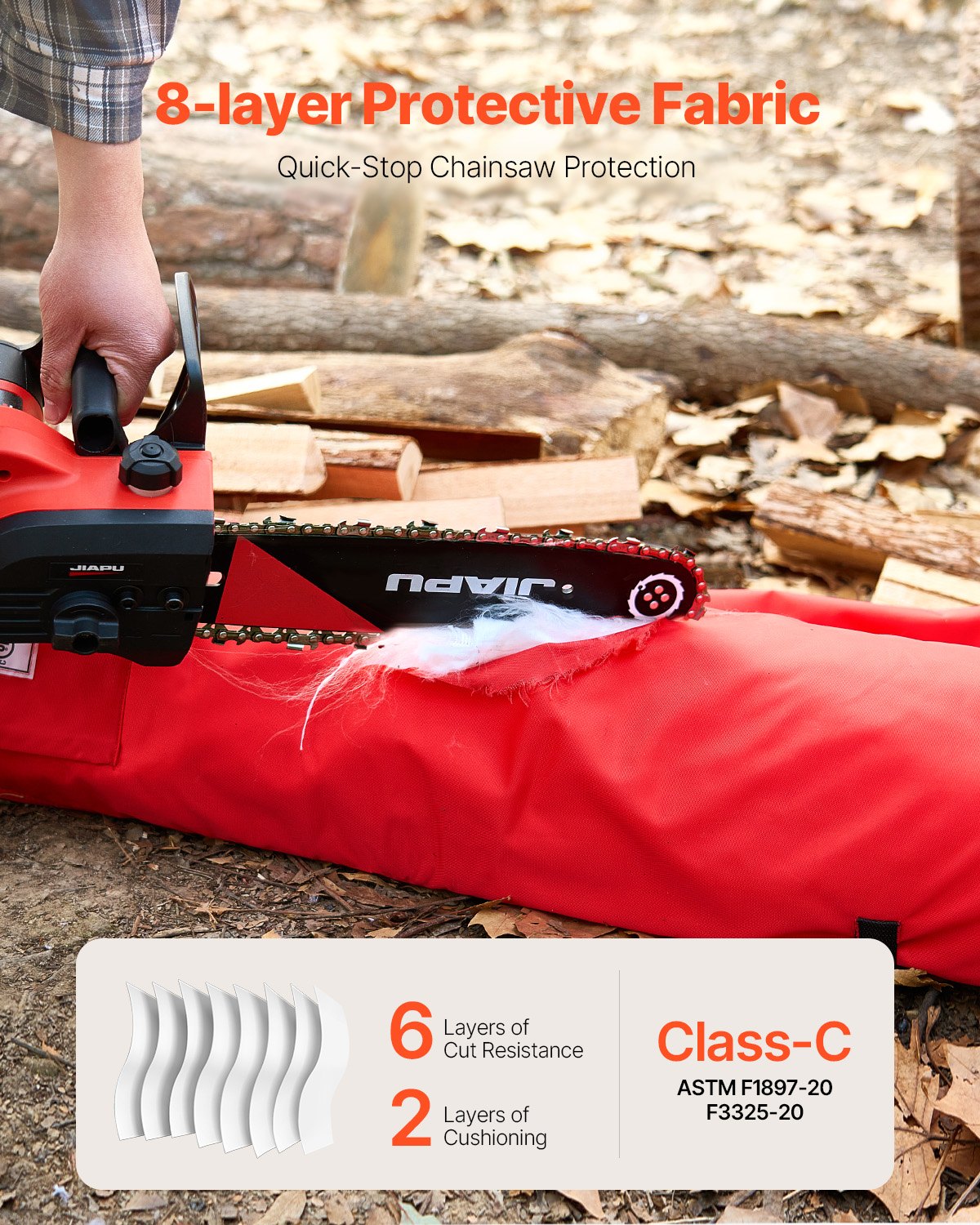 Apron Style Chainsaw Chaps, Class C, 8 Layers Chainsaw Pants with Adjustable Belt & Gear Pocket, Chain Saw Chaps for Men/Women, Chainsaw Safety Equipment for Loggers Forest Workers, Small