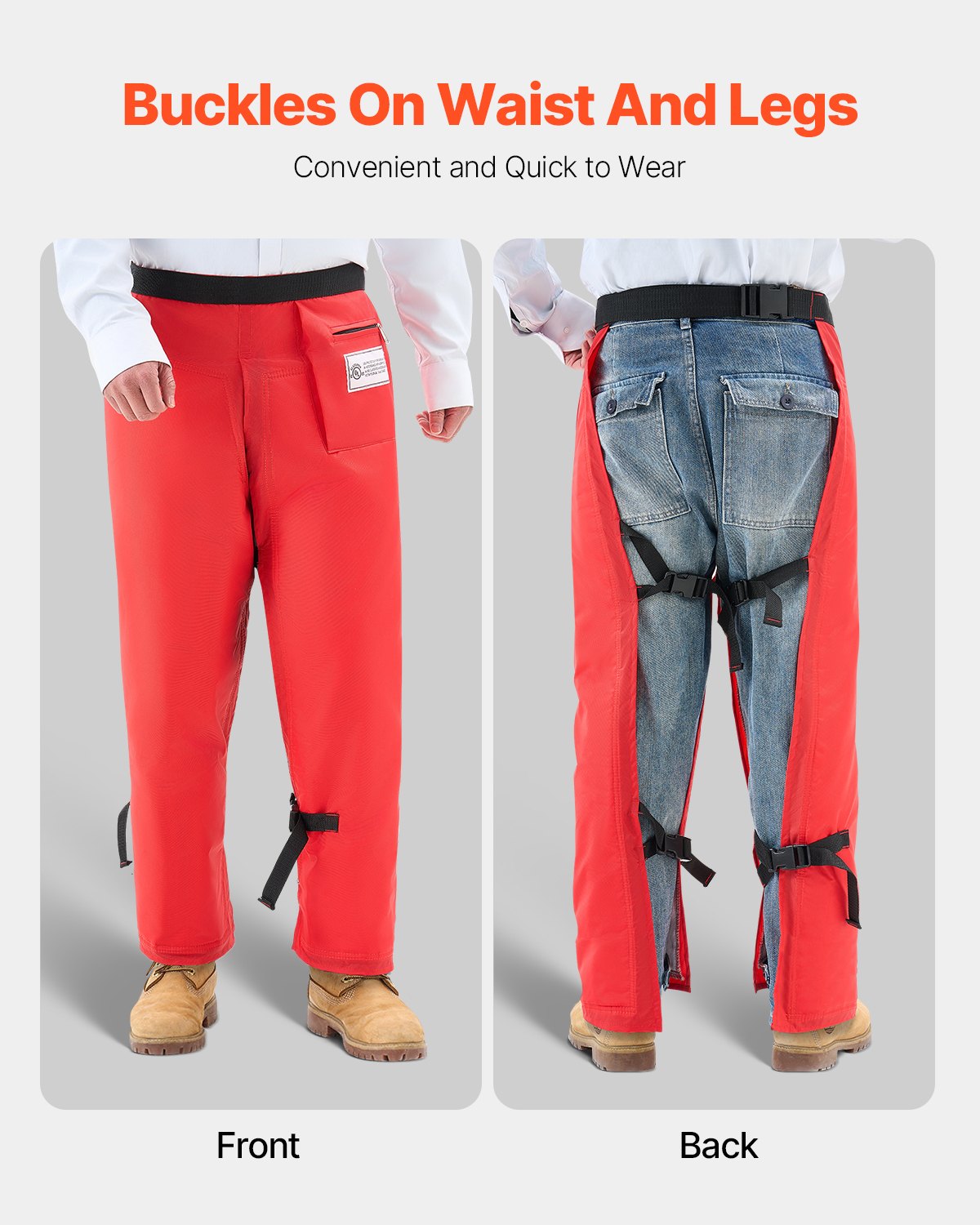 Apron Style Chainsaw Chaps, Class C, 8 Layers Chainsaw Pants with Adjustable Belt & Gear Pocket, Chain Saw Chaps for Men/Women, Chainsaw Safety Equipment for Loggers Forest Workers, Small