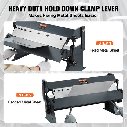 Box and Pan Brake, 24-Inch, 0-130 Degrees Sheet Metal Bending Brake, Portable Metal Bender with 20 Gauge Low Carbon Steel 14 Gauge Aluminum Capacity, 5 Adjustable Fingers for Metal Bending