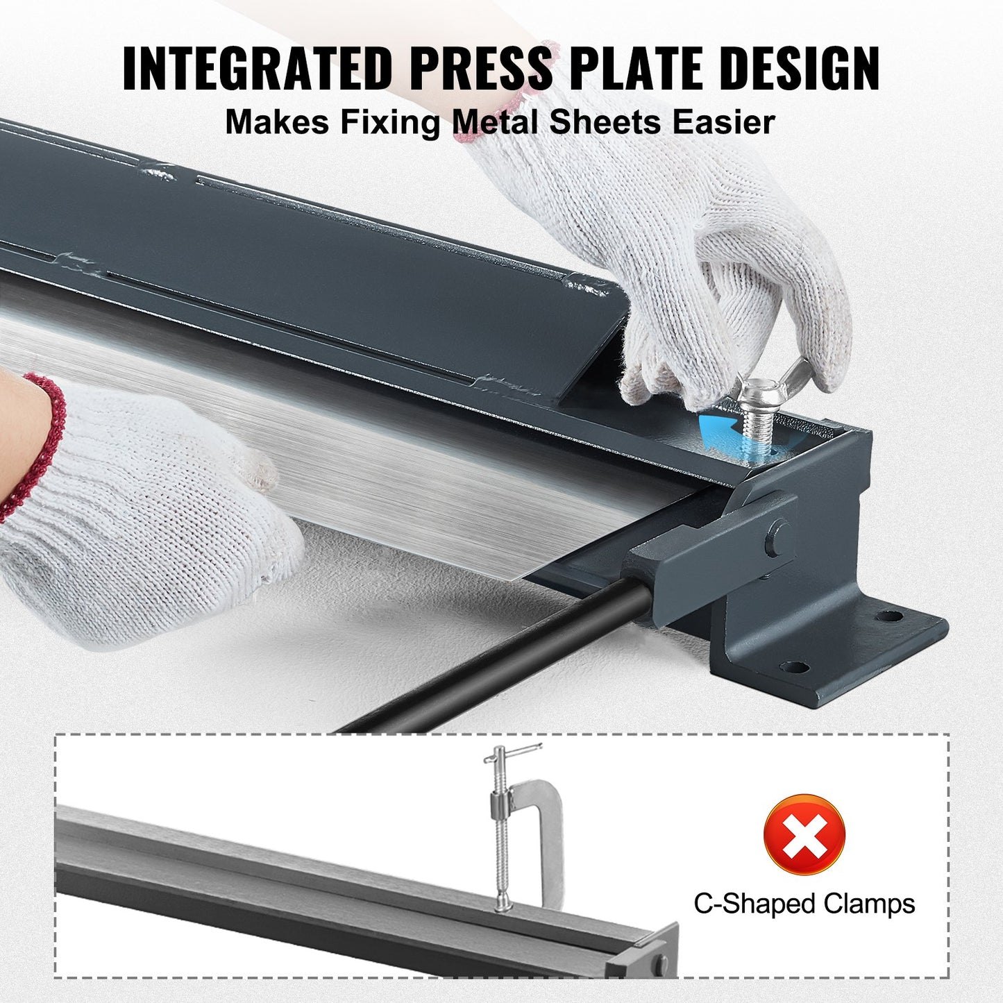 Box and Pan Brake, 48-Inch, 0-130 Degrees Sheet Metal Bending Brake, Portable Mini Metal Bender with 20 Gauge Low Carbon Steel 14 Gauge Aluminum Capacity Power Handle, for Metal Bending