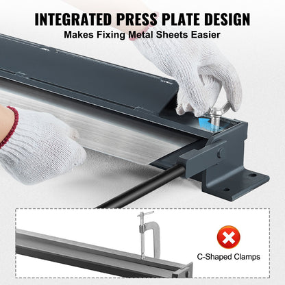 Box and Pan Brake, 48-Inch, 0-130 Degrees Sheet Metal Bending Brake, Portable Mini Metal Bender with 20 Gauge Low Carbon Steel 14 Gauge Aluminum Capacity Power Handle, for Metal Bending