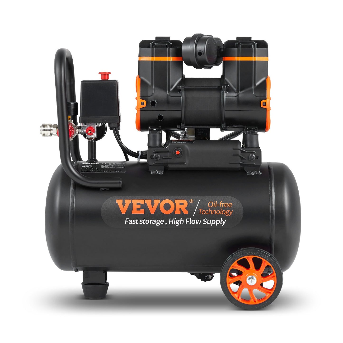 Air Compressor 4.8 Gallon 900W 2.2 CFM@ 90PSI 70 dB Ultra Quiet Oil Free
