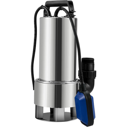 Submersible water pump, 1300W 20000L/H, with 10 m cord and automatic tied float switch, stainless steel and cast iron for dirty or clean, empty garden ponds, pools, hot tubs