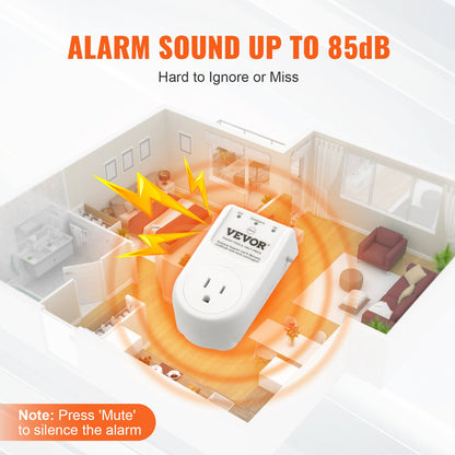 Sump Pump Alarm, Indoor/Outdoor High Water Septic Tank Alarm With HI/LO Dual Sensors, 85dB Loud Alarm and 16.4ft Extended Sensor Cable, For Sewage Pits, Submersible, Utility